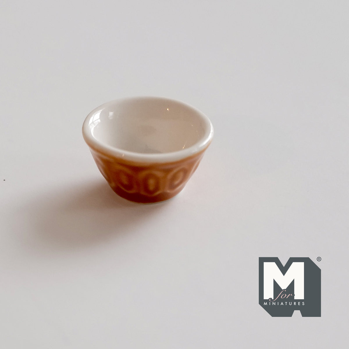 1:12 Scale Miniature Ceramic Salad Bowl, 1 inch dia., DIY Dollhouse Supply (brown)