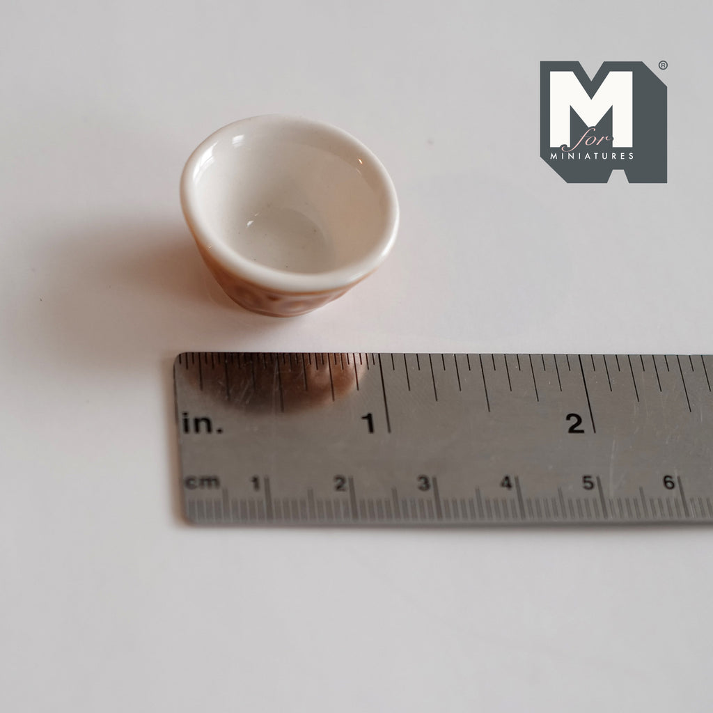 1:12 Scale Miniature Ceramic Salad Bowl, 1 inch dia., DIY Dollhouse Supply (brown)