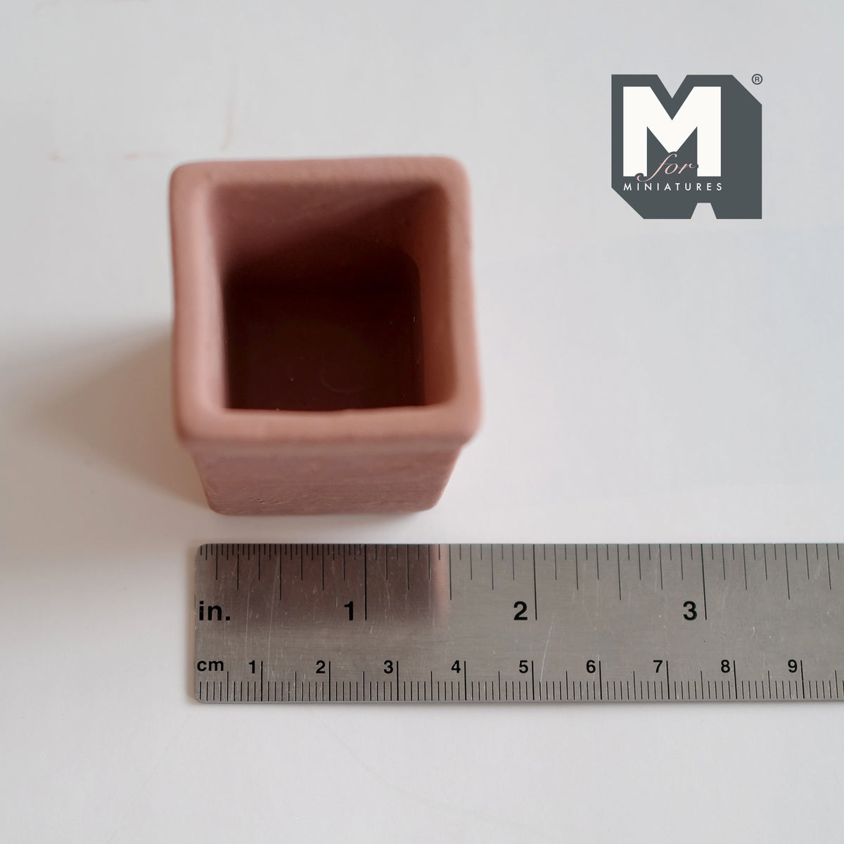 1:12 Scale Miniature Terracotta Tree Pot, Large, Square and Tapered, 1-5/8 inch tall, DIY Dollhouse Supply