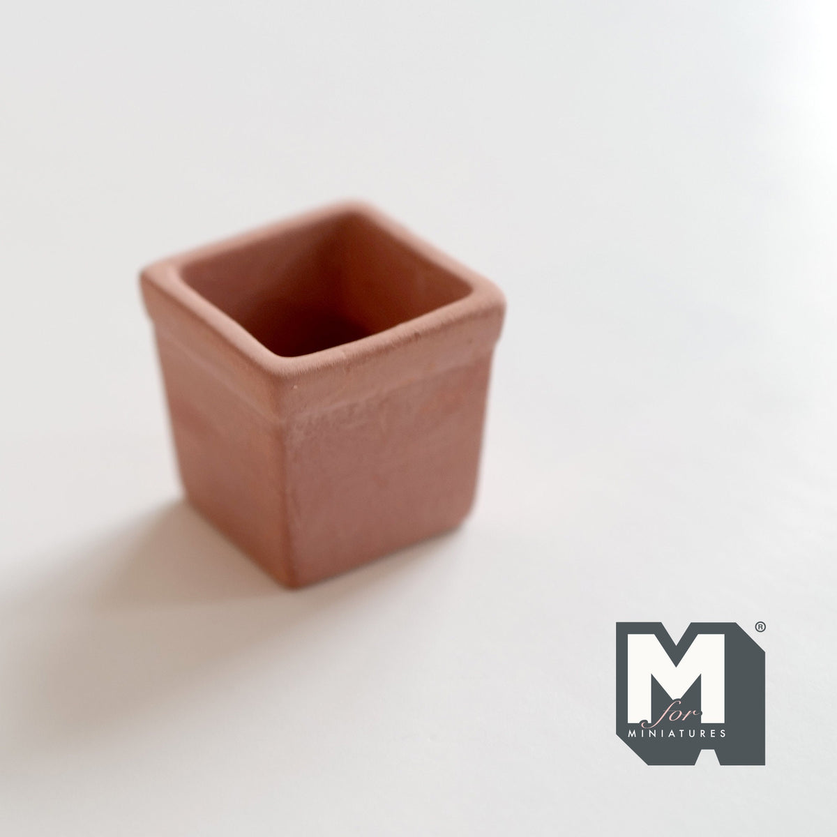 1:12 Scale Miniature Terracotta Tree Pot, Large, Square and Tapered, 1-5/8 inch tall, DIY Dollhouse Supply