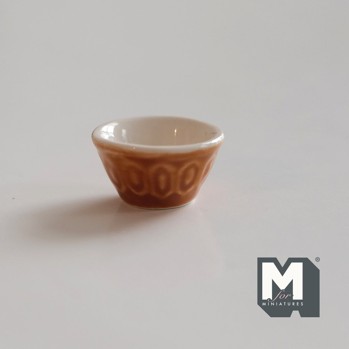 1:12 Scale Miniature Ceramic Salad Bowl, 1 inch dia., DIY Dollhouse Supply (brown)