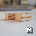 1:12 Scale Miniature Unpainted Wood Slatted Crates, Set of 2, 2-5/16 inch long, DIY Dollhouse Supply