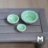 Dollhouse Supplies Miniature Ceramic Bowls Salad Bowl Set of 3 (GREEN) - A045
