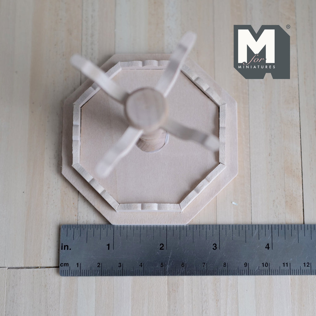 1:12 Scale Miniature Unpainted Wood Octagon Pedestal Table, 3-11/16 inch wide, DIY Dollhouse Supply