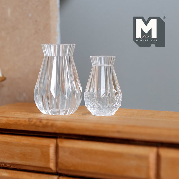 1:12 Dollhouse Miniature Clear Vase Set of 2 (plastic) - B065