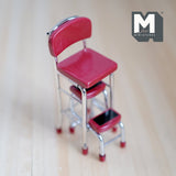 Dollhouse Step Stool High Chair 1950s Style 1:12 Scale Miniature Furniture (metal) (red) - D020