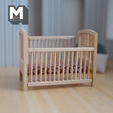 Dollhouse Drop-Side Baby Crib with Pad 1:12 Scale Miniature Wood Cot Unfinished - H040