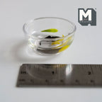 Miniature Fish Bowl with Black and Yellow Fish 1-9/16 inch diameter  - D078
