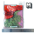 1:12 scale miniature artificial lichen in dark green, foliage scenery for garden and diorama terrain, with a ruler