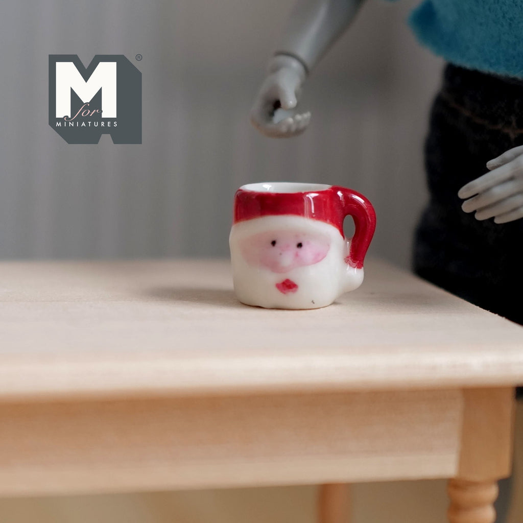 1:12 Scale Miniature Ceramic Christmas Santa Head Mug, 9/16 inch tall, DIY Dollhouse Supply