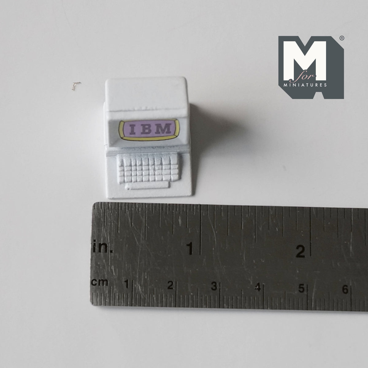 1:12 Scale Miniature Metal CRT Desktop Computer with Keyboard, 13/16 inch tall, DIY Dollhouse Supply (non working)
