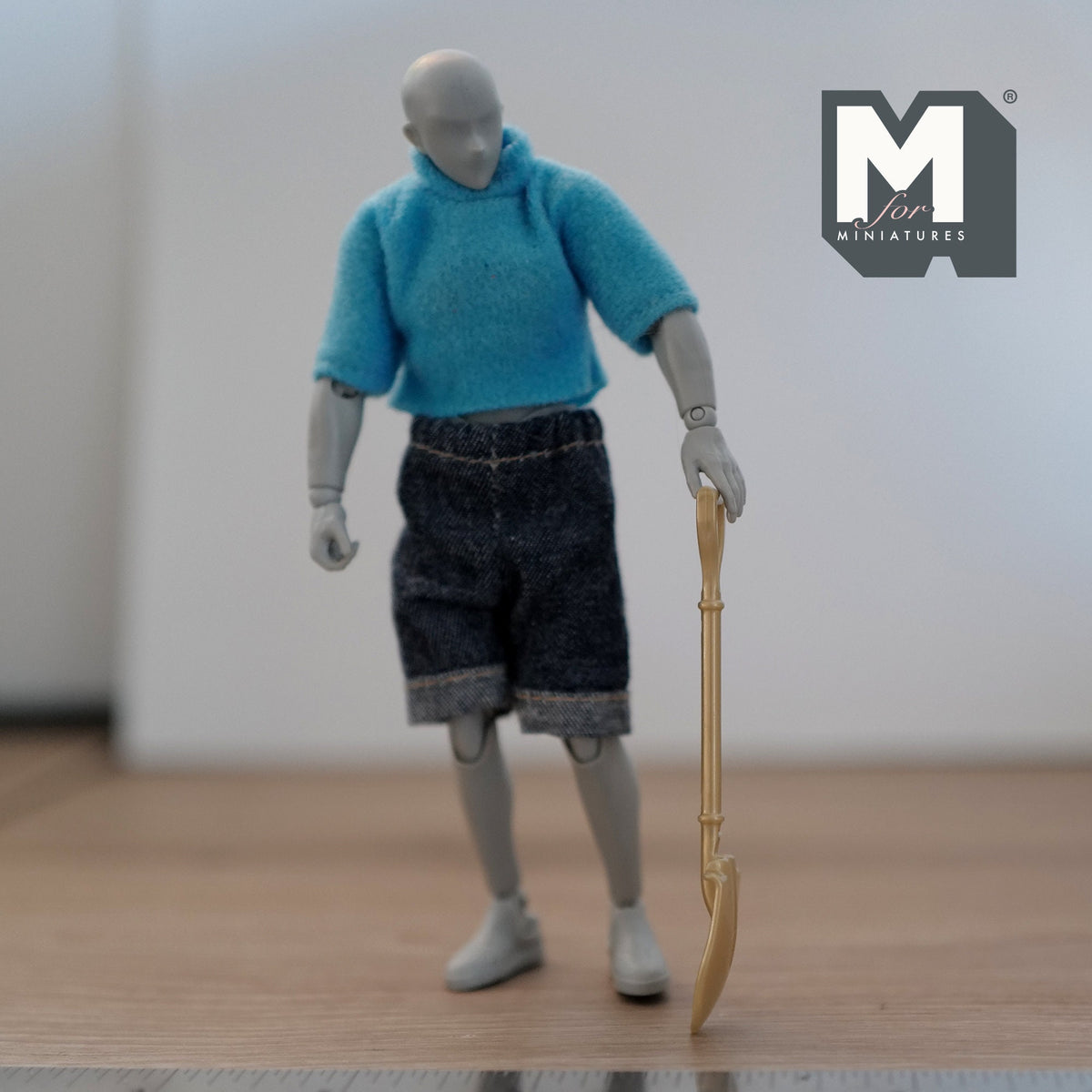 1:12 Scale Miniature Metal Short Garden Shovel with D Handle, 3-7/8 inch tall, DIY Dollhouse Supply (gold)
