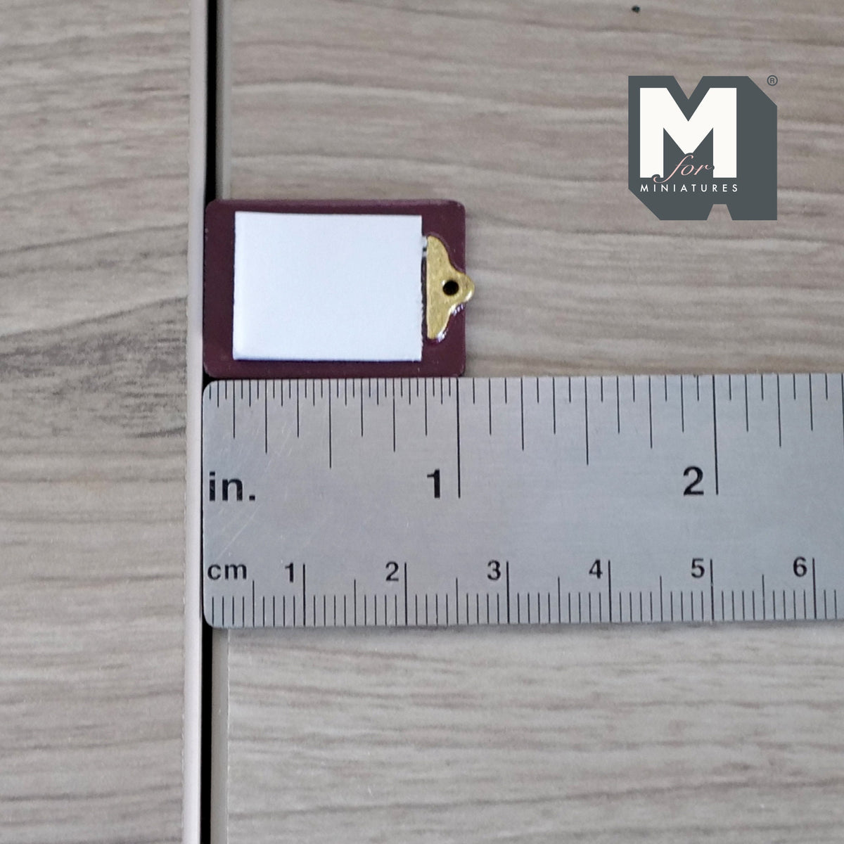 1:12 Scale Miniature Clipboard with Note Pad, 1 inch long, DIY Dollhouse Supply (burgundy)
