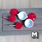 1:12 Scale Miniature Metal Cooking Pots, Speckled Enamel Style, Set of 4, 1-5/8 inch long, DIY Dollhouse Supply (red)