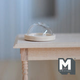 1:12 Dollhouse Supplies miniature 2 piece wood serving tray with glass cover dome set of 2 (small) - A093