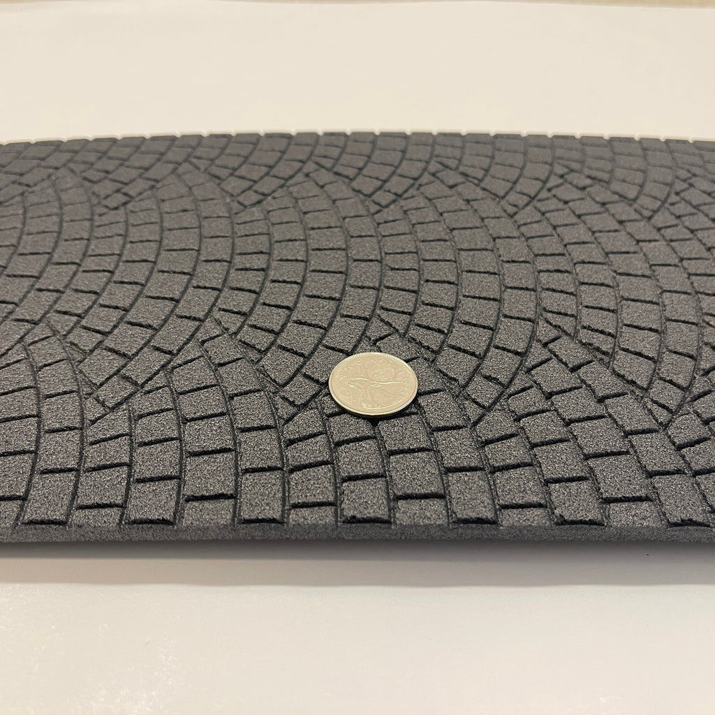 1:12 Scale Fan Pattern Cobblestone Paving Foam Board, 15-3/4 x 7-7/8 inch, DIY Dollhouse Supply