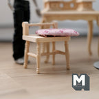 1:12 Scale Miniature Unpainted Wood Dressing Table with Oval Mirror and Chair, 5-3/4 inch tall, DIY Dollhouse Supply