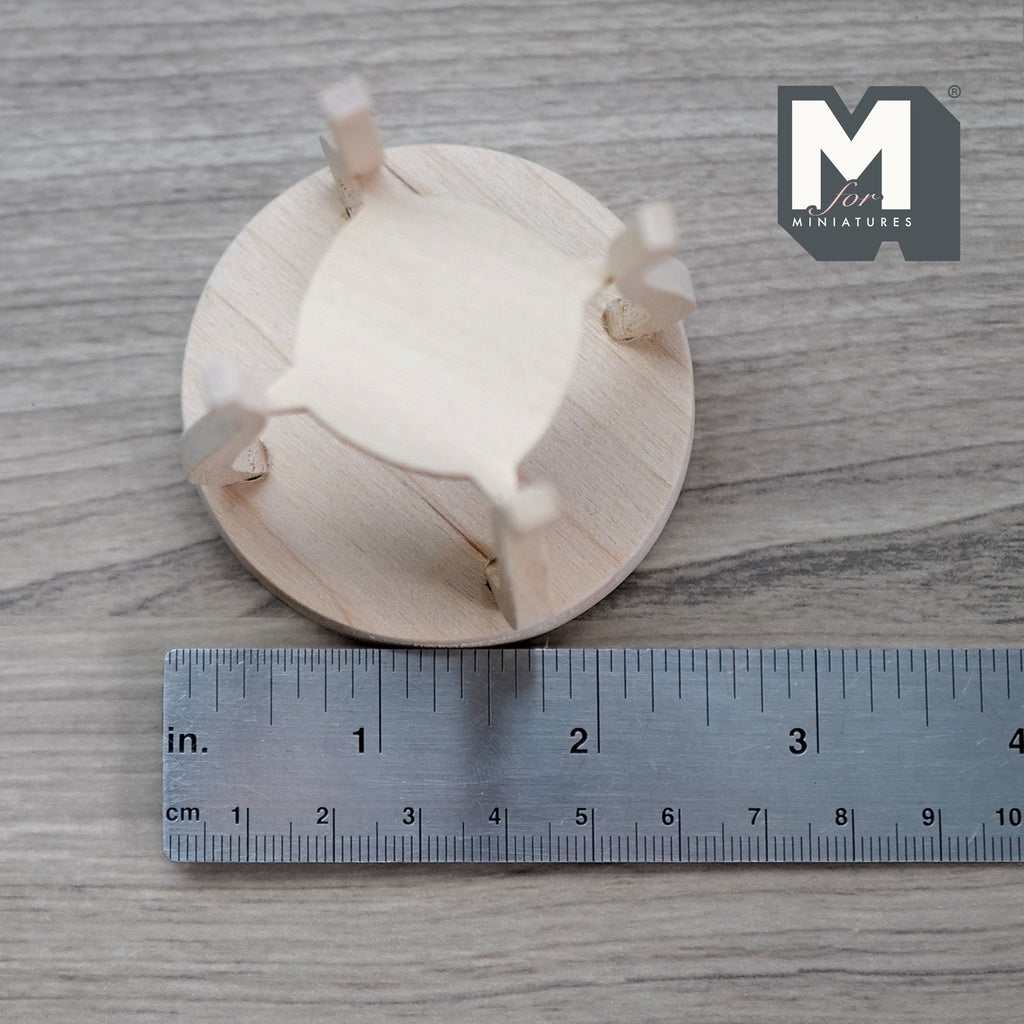 1:12 Scale Miniature Unpainted Wood Round Side Table, Cabriole Legs, Lower Shelf, 2-3/8 inch dia., DIY Dollhouse Supply