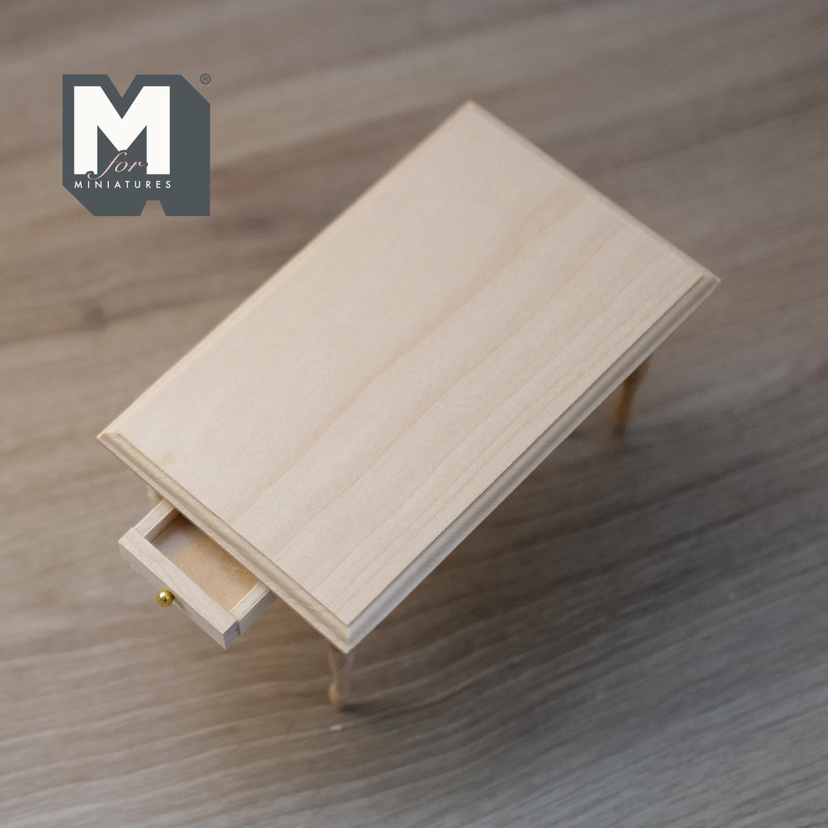 1:12 Scale Miniature Unpainted Wood Kitchen Prep Table with 2 Side Drawers, 4-9/16 inch long, DIY Dollhouse Supply