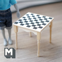 1:12 Scale Dollhouse Checkered Table Miniature Furniture Checkerboard Table - J006