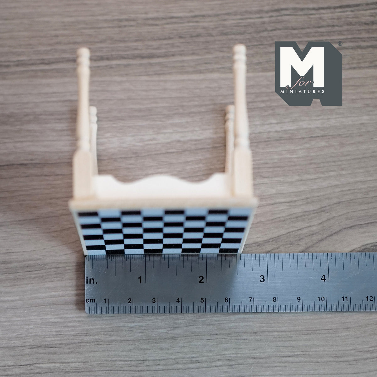 1:12 Scale Miniature Wood Checkerboard Table, Square Top, 2-5/8 inch tall, DIY Dollhouse Supply