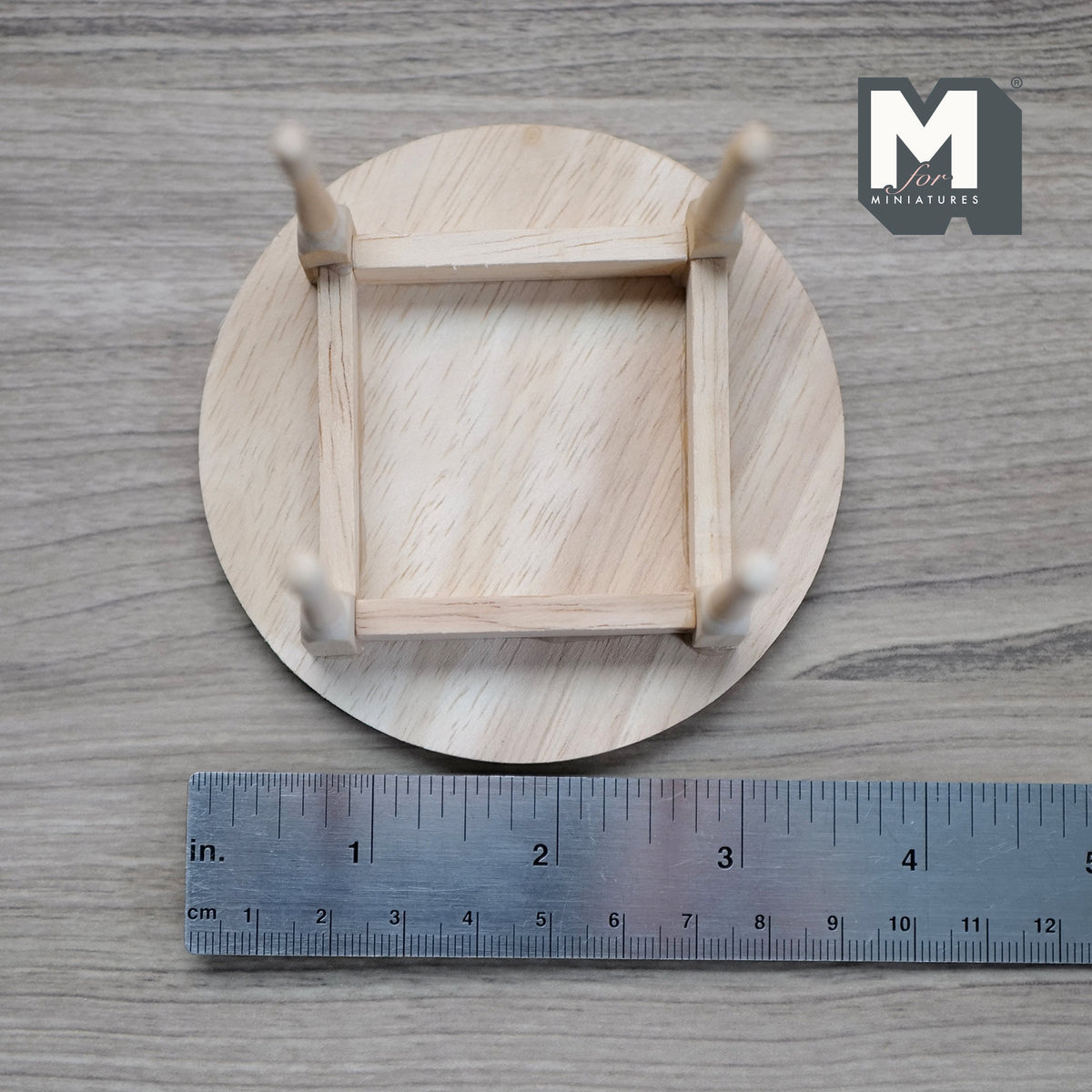 1:12 Scale Miniature Unpainted Wood Round Dining Table, Turned Legs, 3-9/16 inch dia., DIY Dollhouse Supply