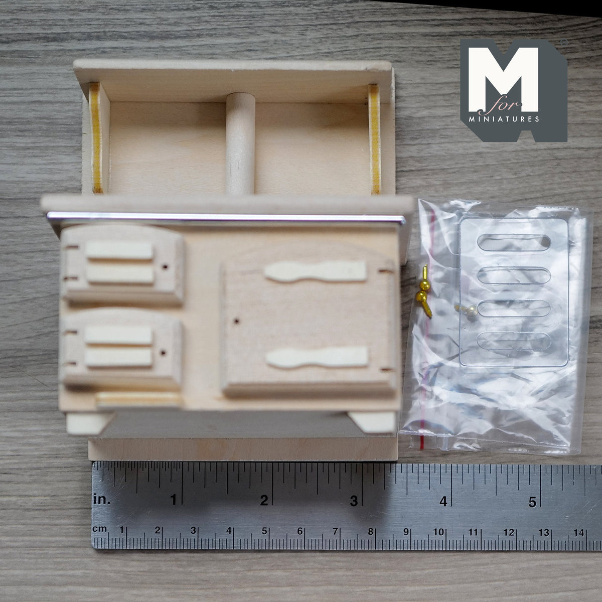 1:12 Scale Miniature Dollhouse Unpainted Wood Kitchen Range Stove with Short Chimney, 4-1/2 inch tall