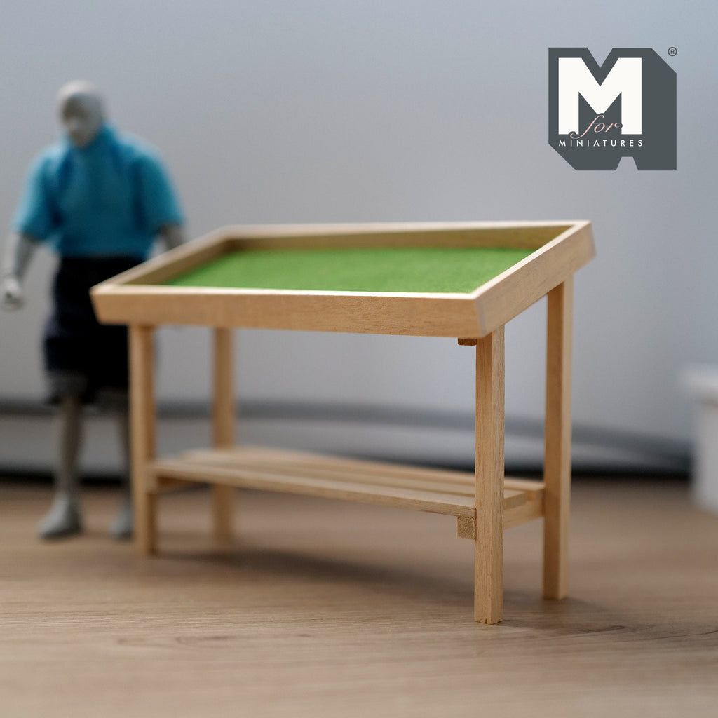 1:12 Scale Miniature Unpainted Wood Produce Display Stand, Sloped Top with Lower Shelf, 3-7/8 inch tall, DIY Dollhouse Supply
