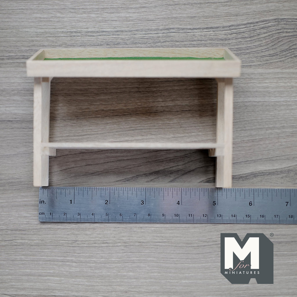 1:12 Scale Miniature Unpainted Wood Produce Display Stand, Sloped Top with Lower Shelf, 3-7/8 inch tall, DIY Dollhouse Supply