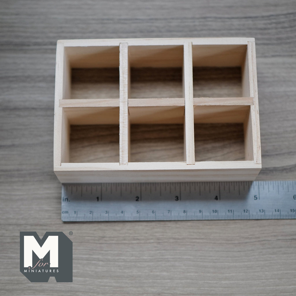 1:12 Scale Miniature Unpainted Wood Cube Shelf Unit, 2 x 3, 4-15/16 inch wide, DIY Dollhouse Supply