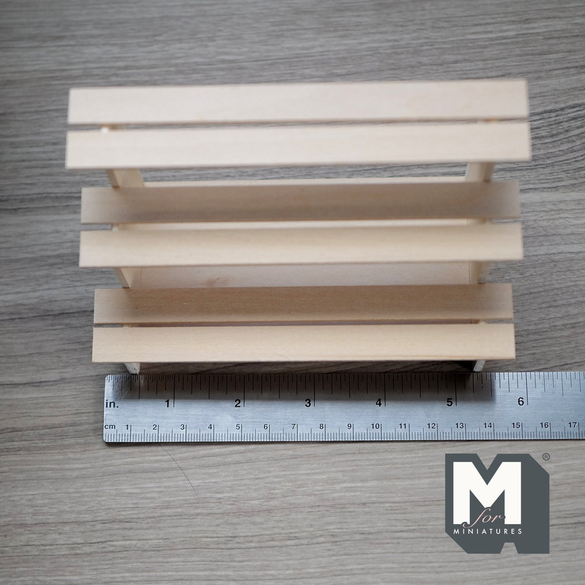 1:12 Scale Miniature Unpainted Wood 3 Tier Display Shelf, Stepped Fruit Stand, 5-11/16 inch long, DIY Dollhouse Supply (long)