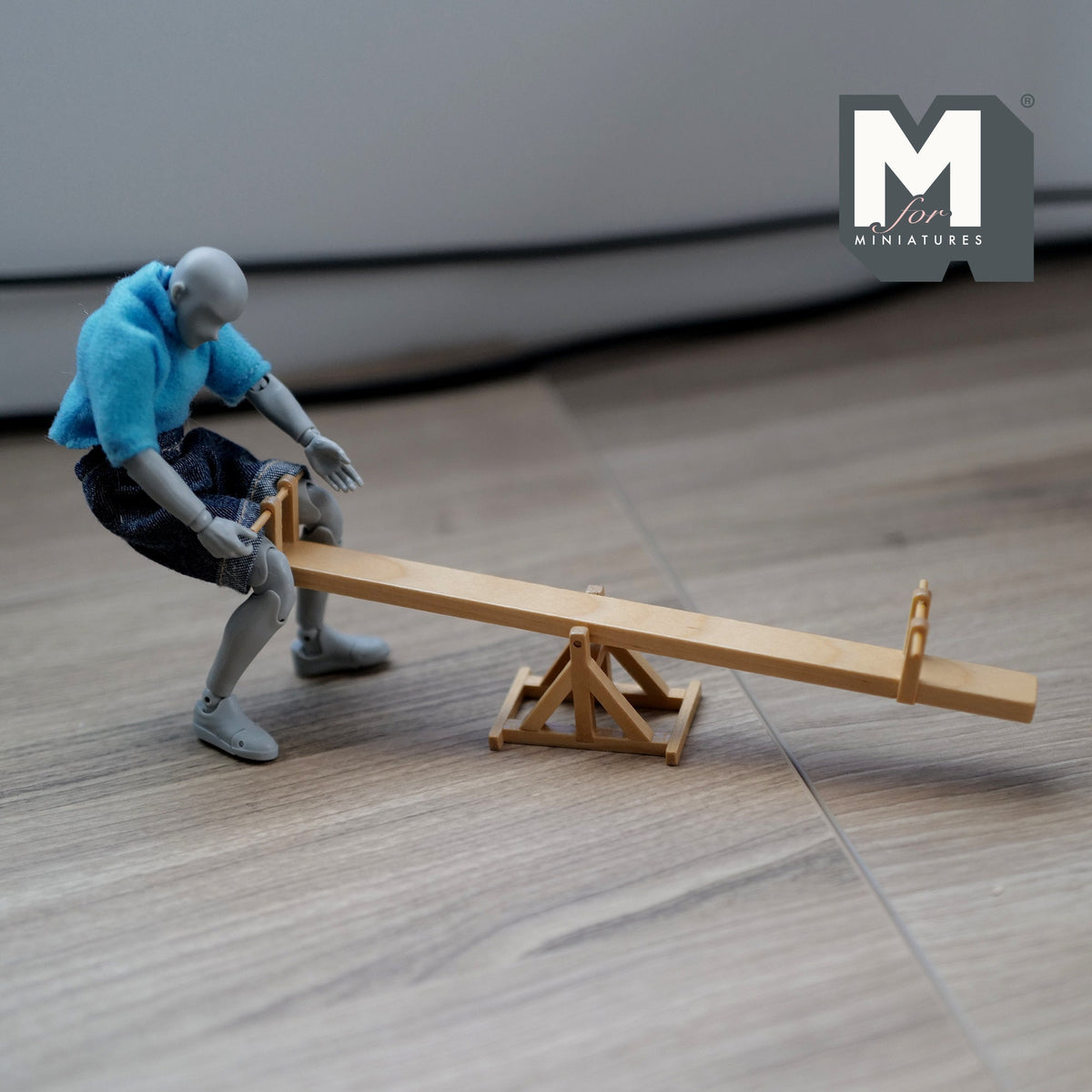 1:12 Scale Miniature Wood Seesaw, A Frame Pivot, 7-3/4 inch long, DIY Dollhouse Supply