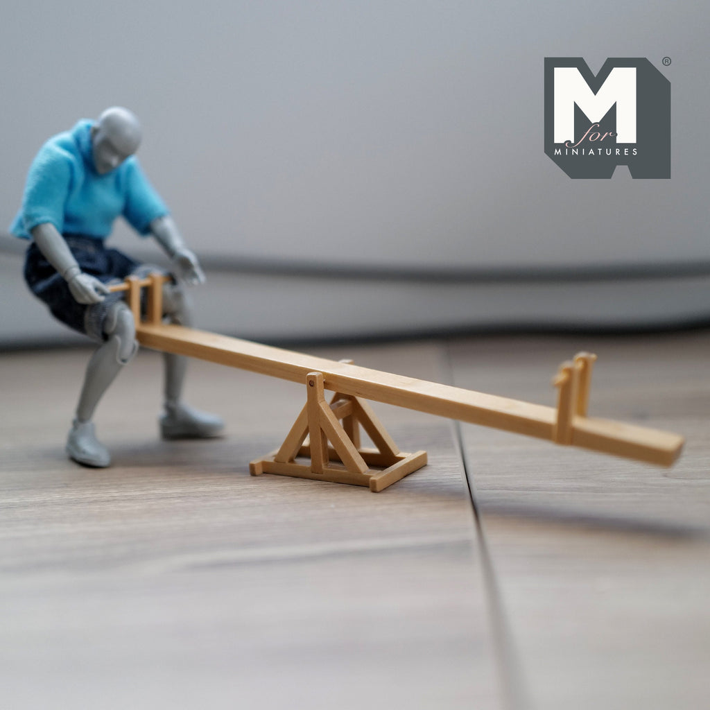 1:12 Scale Miniature Wood Seesaw, A Frame Pivot, 7-3/4 inch long, DIY Dollhouse Supply