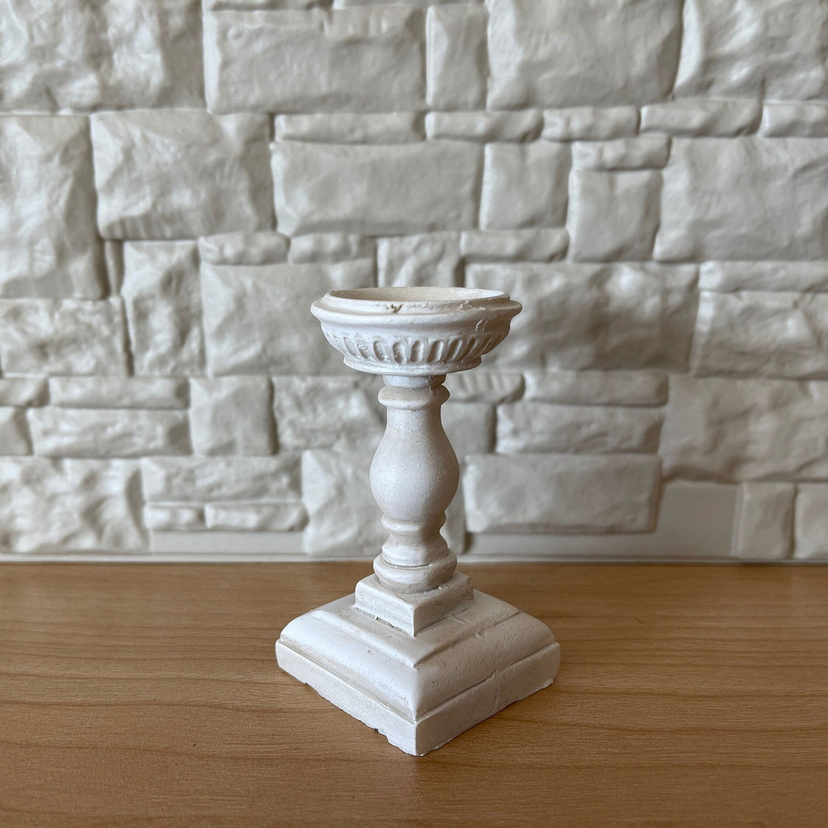 1:12 Scale Miniature Pedestal Bird Bath Fountain, Square Base, 2-3/4 inch tall, DIY Dollhouse Supply (cast resin) (white)