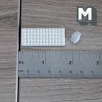 1:12 scale miniature computer keyboard and mouse in white, set of 2, non working, shown with a ruler for scale