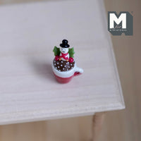 Miniature Snowman Hot Beverage Candy Drink 1:12 Scale Dollhouse (non-drinkable) - G071