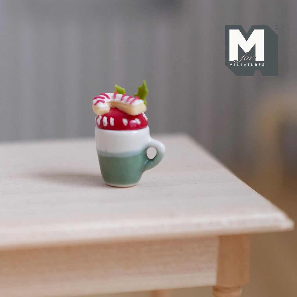 Miniature Christmas Hot Beverage 1:12 Scale Candy Drink with Cream Foam (non-drinkable) - E095