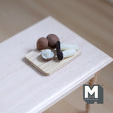 Miniature Mushrooms and Serving Board Dollhouse Supplies Food 1:12 Scale Set of 6 - E020