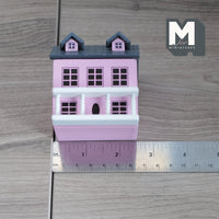 Dollhouse decoration miniature house with swing front wall and swing roof tiny house-in-a-house (dark pink) - K022