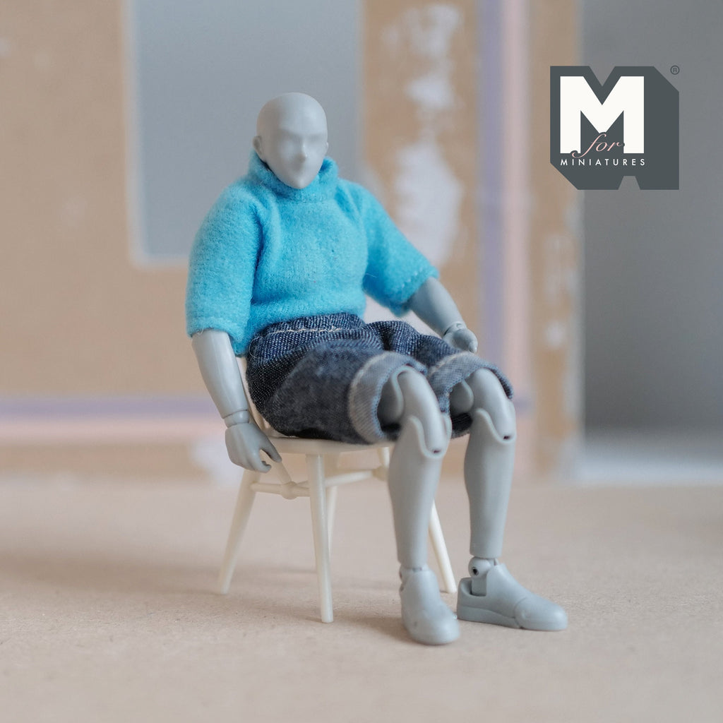 1:12 Scale Miniature Bow Back Spindle Chair, 2-7/8 inch tall, DIY Dollhouse Supply (cream)