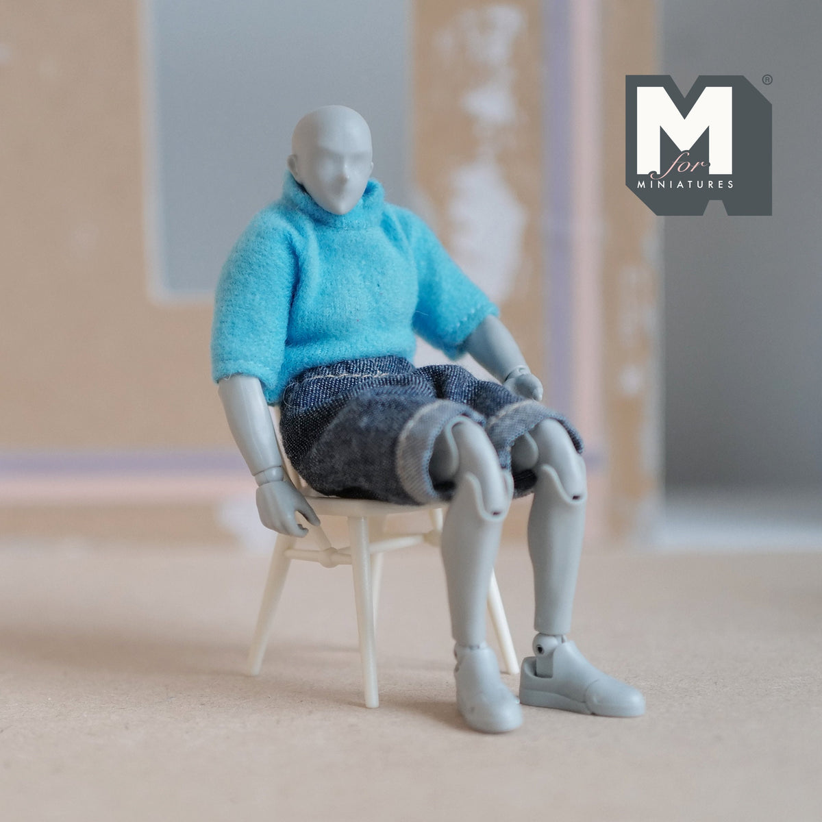 1:12 Scale Miniature Bow Back Spindle Chair, 2-7/8 inch tall, DIY Dollhouse Supply (cream)