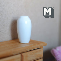 Miniature Ceramic Tall Flower Vase 1:12 Scale Dollhouse White Vase 1-1/2 inch tall - B095