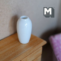 Miniature Ceramic Tall Flower Vase 1:12 Scale Dollhouse White Vase 1-1/2 inch tall - B095