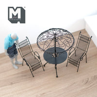 Dollhouse Fairy Garden Wire Table and Chairs 1:12 Scale Miniature Bistro Patio Set of 3