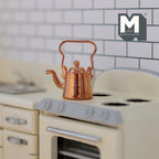 Miniature Copper Kettle 1:12 Scale Dollhouse Supplies Goose Neck Kettle with Handle Water Boiler with Lid - E097