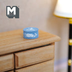 1:12 Scale Miniature Round Decoration Pot with Raised Relief Figures, 9/16 inch dia., DIY Dollhouse Supply (cast resin) (pale blue)
