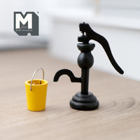 1:12 Miniature Hand Water Pump and Bucket , Pitcher Pump , Lever Pump , Well Pump , Garden Pump (non functional) - D087