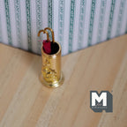 Dollhouse Supplies Umbrella Stand / Cane Stand Stand and 2 Umbrellas 1:12 Scale Miniature Umbrella Holder (gold) - F047