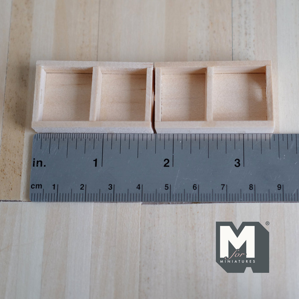 Miniature Divided Crates 1:12 Scale Dollhouse Supplies Fruit Crate Vegetables Crate Food Crate Wine Crate Display Crate Set of 2 - F057