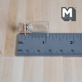 6 Miniature Glass Bottles 1:12 Scale Dollhouse Supplies Kitchen Spice Jars with Cork Jar Stoppers Set of 6 , 7/8 inch tall - E082